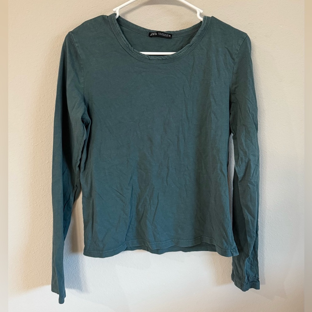 Zara Teal Long Sleeve Top